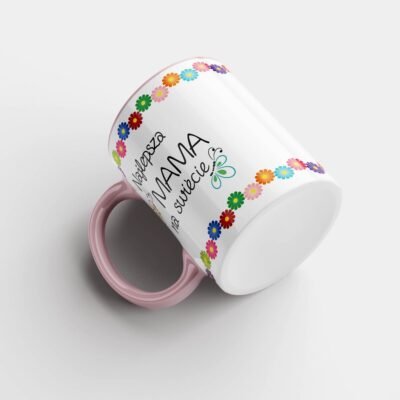 kubek dla mamy Najlepsze mama na świecie kwiaty różowy