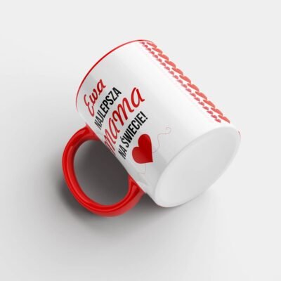 kubek dla mamy Najlepsza mama na świecie z sercami czerwony