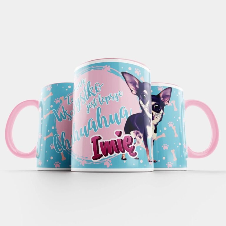 kubek z psem Chihuahua różowy
