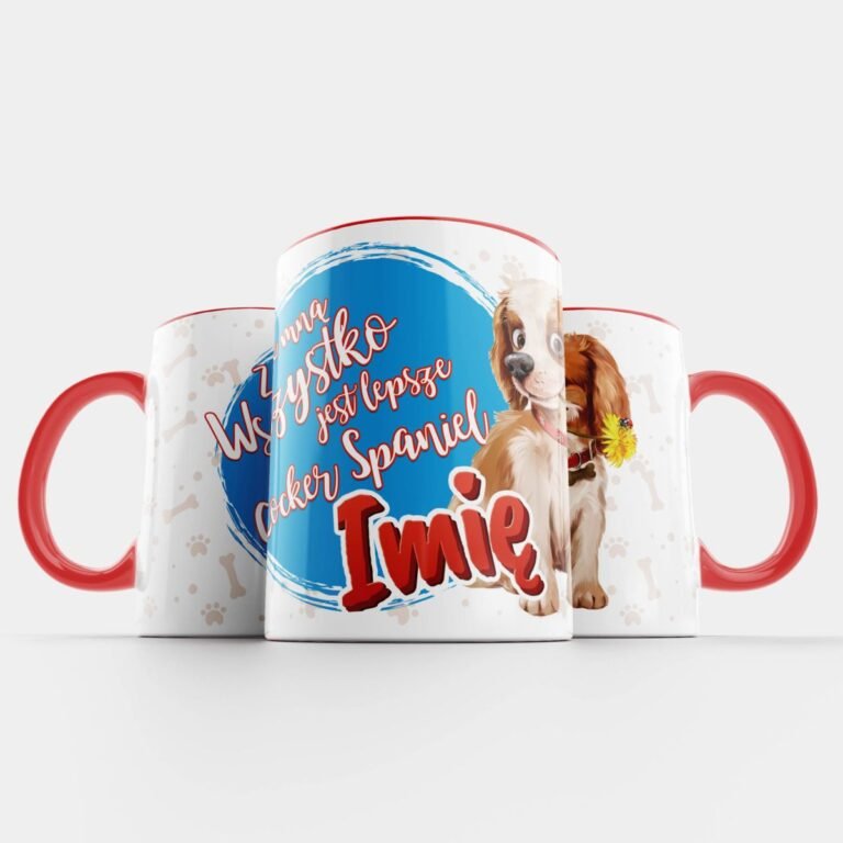 kubek z psem Cocker Spaniel 2 czerwony