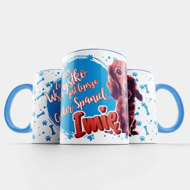 kubek z psem Cocker Spaniel niebieski