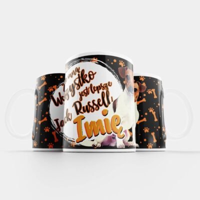 kubek z psem Jack russell terrier biały