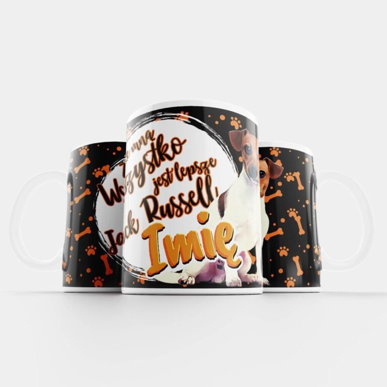 kubek z psem Jack russell terrier biały