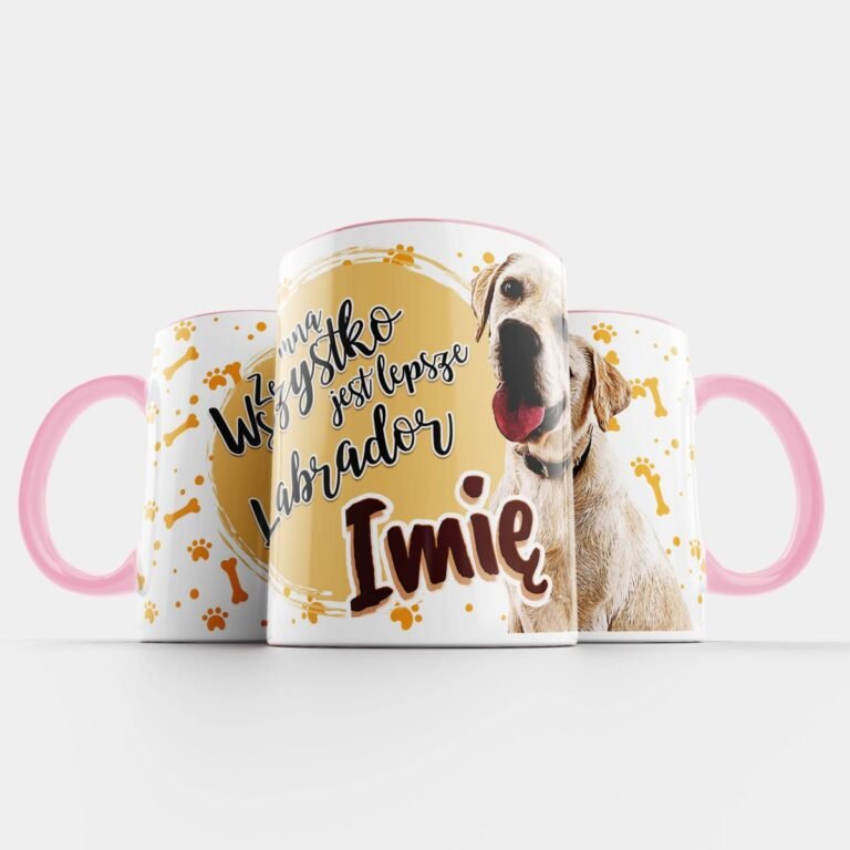 kubek z psem Labrador różowy