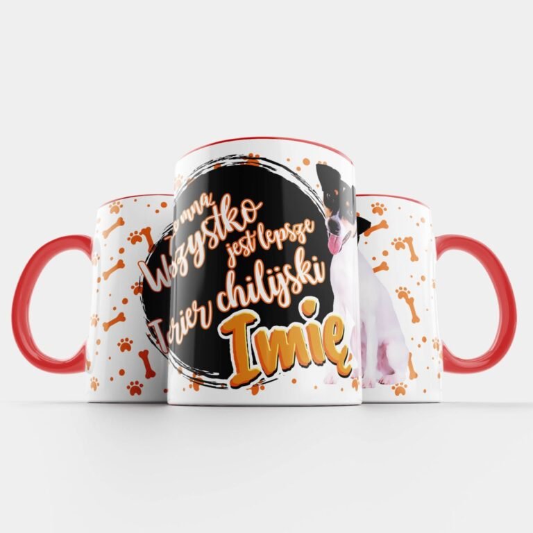 kubek z psem Terier chilijski czerwony