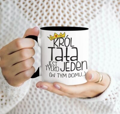 kubek dla taty Król tata jest tylko jeden czarny