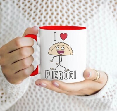 kubek I love pierogi czerwony