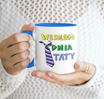 kubek dla taty Wesołego dnia taty niebieski