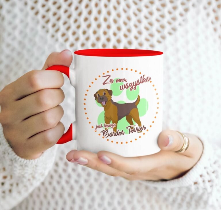 kubek z psem Border terrier czerwony