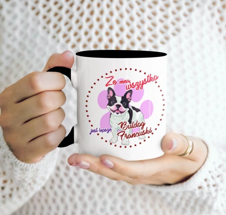 kubek z psem buldog francuski czarny